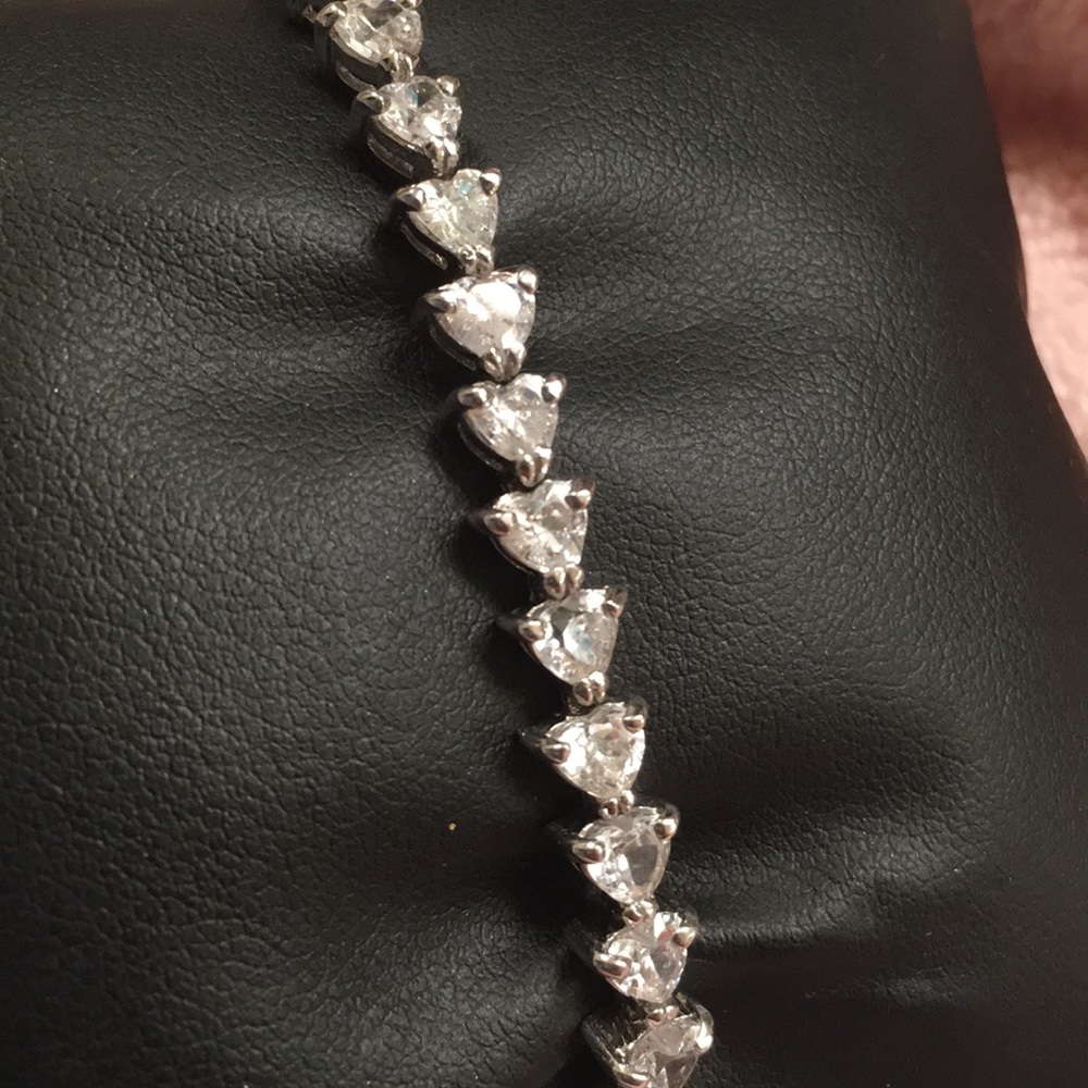 Sterling Silver Diamond Hearts Bracelet